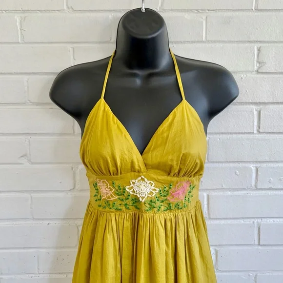 MM Couture by Miss Me Halter Maxi Dress in Yellowish Green, SZ S LIKE NEW! - Picture 2 of 9